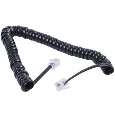 Replacement RJ9 4P4C Plug Coiled Stretchy Telephone Handsets Cable Line Black