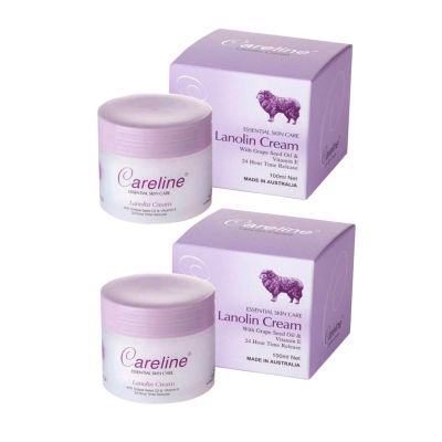 ครีมรกแกะ Careline Lanolin Cream With Grape Seed Oil &amp; Vitamin E 100ml (2 กระปุก)
