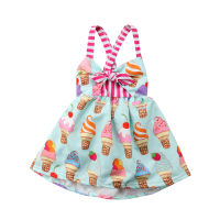 Hoenywo New Toddler Kids Baby Girl Ice cream Halter Backless Tutu Dress Sundress Summer Clothes Age For 6 Months-5Years