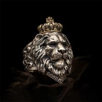 Men 39;s retro party creative domineering Lion King crown punk hip hop jewelry birthday boy exquisite fashion wholesale