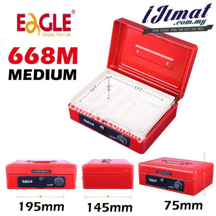 EAGLE 668M CASH BOX / PETTY CASH BOX MEDIUM (KEY & NUMBER LOCK) BLUE