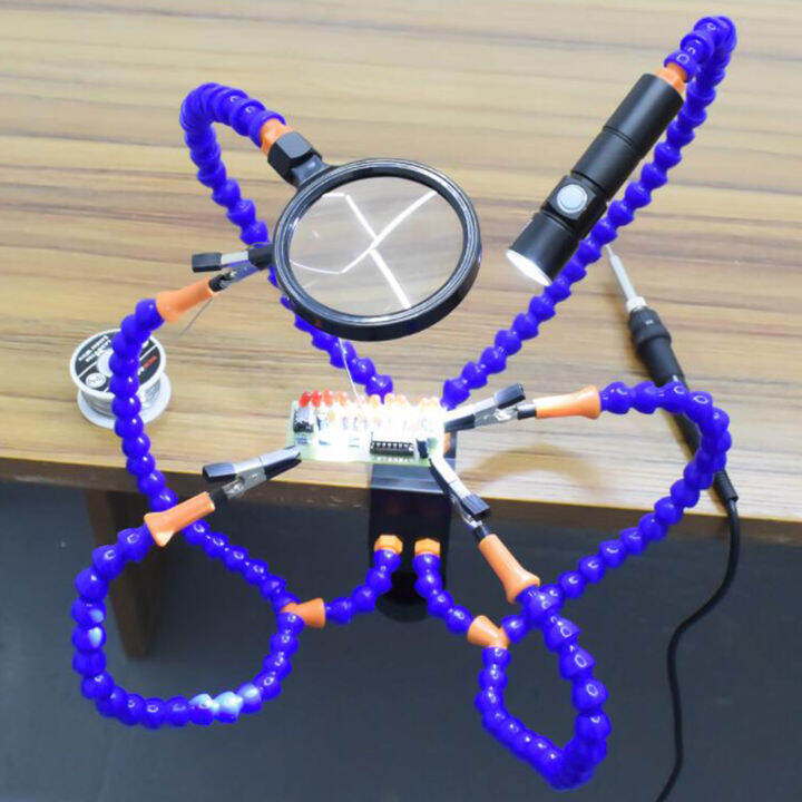 WDWonder 3rd Helping Hands Flexible Arms 3X Magnifier Flashlight