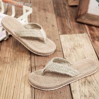 ready stock ♣♈2021 Summer New Flip-Flops Women s Outerwear Fake Straw Sandals and Slippers Wild Non-slip Flat Beach