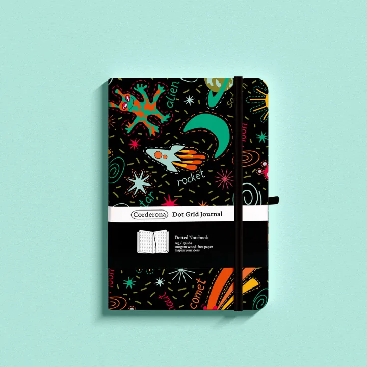 สมุดบันทึกมีจุดพื้นที่สีดำ A5 "ปกแข็ง Bujo Dot Grid | Lazada.co.th