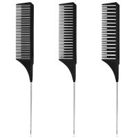 1pc Hairdressing Comb Steel Tip Tail Comb Highlighting Hair Comb Hair Salon Hair Salon Barber Shop Anti Static Hair Cutting Comb