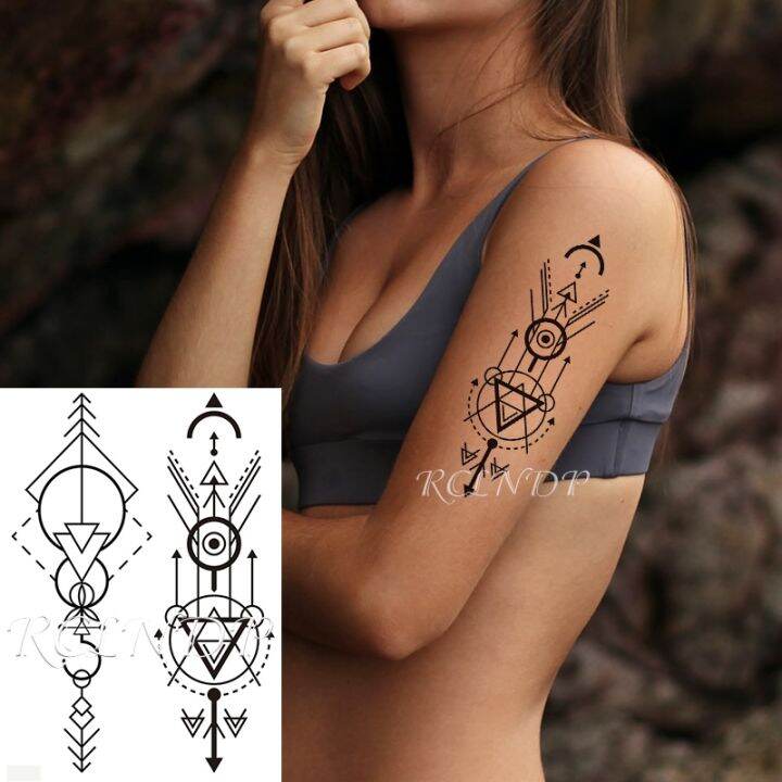 waterproof-temporary-tattoo-sticker-arrow-triangle-totem-geometric-symbol-fake-tatto-flash-tatoo-arm-body-art-for-men-women