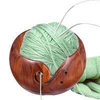 Wooden Yarn Bowl Handmade Woven Round Wool Storage Bowl For Knitting Needle Storage Holder And Crochet Sewing Supplies