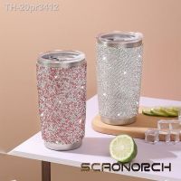 ✲ 20pr3412 SCAONORCH-Parede Dupla Garrafa Térmica De Aço Inoxidável Copo Café Caneca Copo Frascos Vácuo Straight Beber Água Luxo Diamante