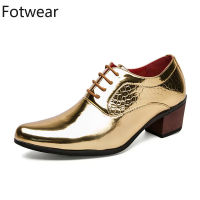 Wedding men oxfords big size fashion dress shoes lace up leather formal footwear designer Party Gold black high heel shoes