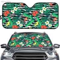 Green Hawaiian Hibiscus Flower Printed Car Windshield Sunshade Foldable Block Sun Anti UV Visor Car Universal Accessories