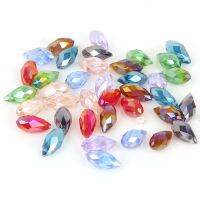 50Pcs Multicolor Faceted Teardrop คริสตัลจี้ลูกปัดแนวนอนลูกปัดแก้วสำหรับเครื่องประดับ DIY สร้อยข้อมือต่างหูอุปกรณ์เสริม