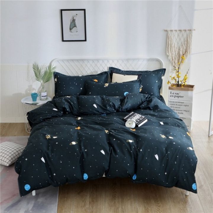3-4ชิ้นเครื่องนอนผ้านวมคลุมเตียง-ผ้าคลุมผ้านวมผ้าปูเตียงขนาดใหญ่เป็นสองเท่าพร้อมปลอกหมอนตลอดทั้งปี