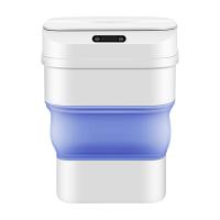 1 Piece 17.5L Induction Folding Trash Can Home Office Storage Bin Automatic Opening Trash Can Creative Desktop Trash Basket Blue