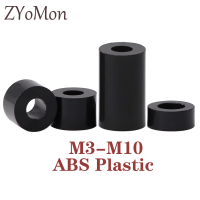 10/ 20/ 30/ 60pcs M3 M4 M5 M6 M8 M10 Black ABS Non-Threaded Hollowed Nylon Spacer Round Hollow Standoff Washer PCB Board Screw Screw Nut Drivers