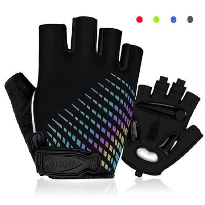 Reflective Cycling Gloves Half Finger Shockproof Wear Resistant Breathable MTB Road Bicycle Gloves Bike Equipment Sports Mittens