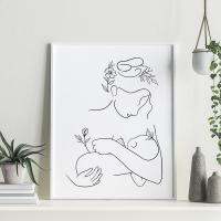 ■℡ แม่และเด็กเด็ก Art Line Drawing โปสเตอร์บทคัดย่อ Minimalist Wall Art ผ้าใบพิมพ์ภาพวาดเนอสเซอรี่ภาพตกแต่ง