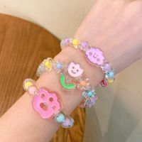 Cute Jelly ColorTransparent Bracelet For Girls Cartoon beaded Cloud Rabbit Flower Jewelry Accessories Wholesale Gift Trend 2022