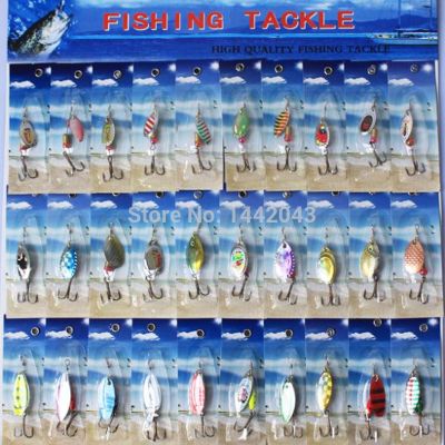 hot！【DT】 Shipping 30pcs multi-color lure bait spoon spinnerbait tackle spinner artificia jig trout