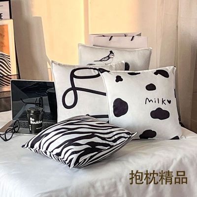 【SALES】 Ins style pillow geometric pattern living room sofa modern bedside quality pillowcase net red black and white simple cushion
