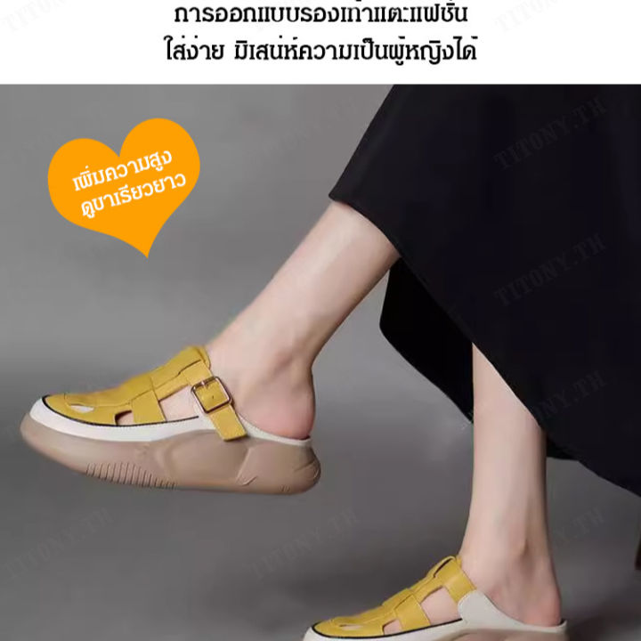 titony-รองเท้าแตะผู้หญิงครึ่งถุง-รองเท้าแตะกีฬาระดับไฮเอนด์-รองเท้าสีขาวขนาดเล็กสำหรับสวมใส่ภายนอก-รองเท้าแตะกันลื่นสำหรับคุณแม