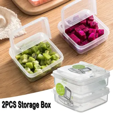2pc Sliced Cheese Container For Fridge With Flip Lid Clear Top Food Storage  Box
