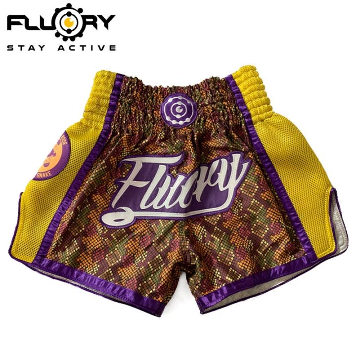 กางเกงมวยไทยแบบ-fluory-สำหรับผู้ชายกางเกงชกมวยชุดฝึกซ้อมชุดต่อสู้แบบมืออาชีพกางเกงขาสั้นสไตล์ศิลปะการต่อสู้