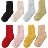 Holiday Discounts Wool Cashmere Sock For Baby Boy Girl Solid Color Warm Thicken Fleece Calf Furry Kid Sock For 0-10 Year Children Baby Stuff