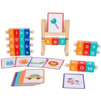 Words Memory Flashing Cards and Wooden Spinning Rack Kids Learning Education Toy Toddlers Early Educational Toy for Kindergarten Flash Cards Flash Car