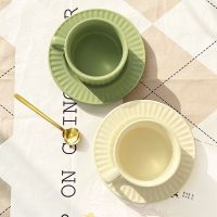 Genuine Original High-end Milk fufu coffee cup ceramic home afternoon tea cup and saucer set high-value ins macaron cup milk cup