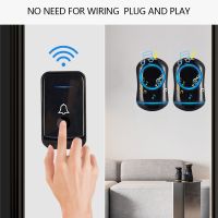 ✗♚❒ 45Chime 100DB 200M Wireless Doorbell Waterproof UK Plug Smart Door Bell Cordless Home Welcome Doorbell Call Bell with LED Flash