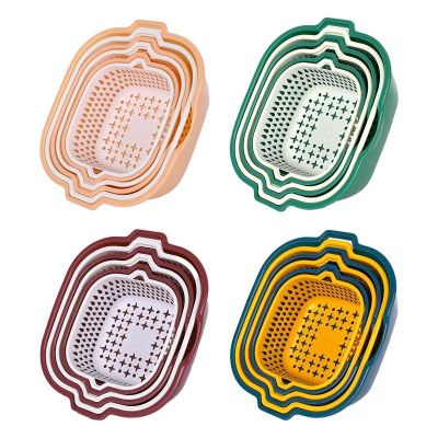 ⊙ஐ◈ 6 Pieces Drain Basket Colander Bowl Set Multifunctional Drain Basket Kitchen Accessories For Cucumbers Tomato Potato Cabbage