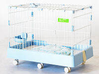 Cage กรงสุนัข เหล็กเคลือบสี มีถาดรองและล้อเคลื่อนที่ได้ 48x73x55cm BLUE RT1908133