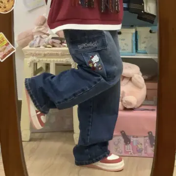 Kaiwaii Hello Kitty Pants Wide Leg Women Girl Casual Loose High