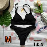? SHEIN BIKINI ชุดว่ายน้ำแฟชั่น ชุดว่ายน้ำสีดำ พร้อมส่งจากไทย BLACK SIZE M #SHBLK0025