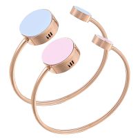 【YF】 Luxury Designer Jewelry Stainless Steel Rose Gold Bracelets For Women Fragrance Box Pink And Blue Colour Bangles Free Shipping