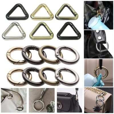 【cw】 Carabiner Triangle/Round Push Trigger Bag Belt Buckle Snap Clasp Clip Spring O Ring Buckles Carabiner Purses Handbags ！