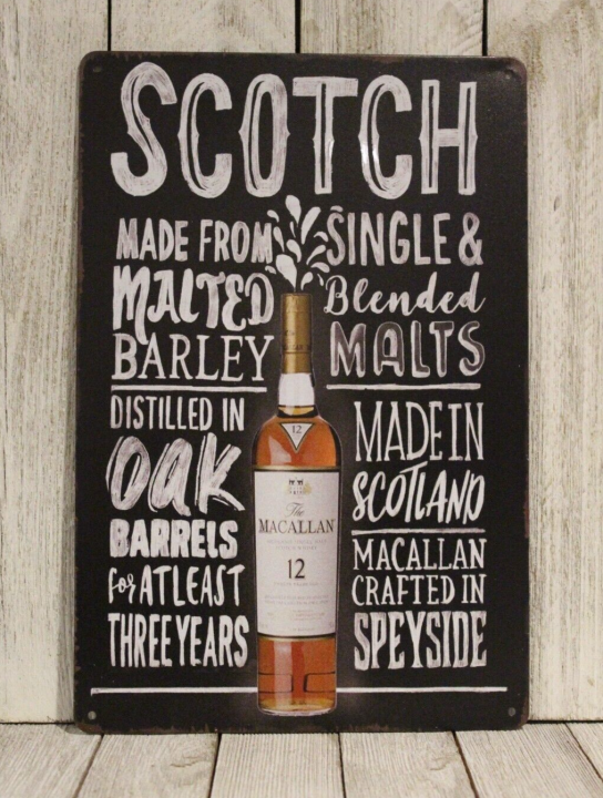 Macallan Tin Metal Sign Single Malt Scotch Whisky Rules Bar Liquor