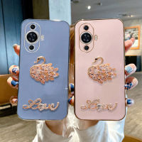 เคสโทรศัพท์ Huawei Nova 11 Pro Nova 11i 2023งานฝีมือชุบหรูหราตกแต่งหงส์สวยงามเคสโทรศัพท์ซิลิโคนเนื้อนิ่ม TPU Huawei Nova 11i Nova11 Pro เหมาะสำหรับฝาครอบโทรศัพท์ผู้หญิง