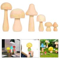 6Pcs Natural Mushroom-Shaped Wooden Toys Unfinished Mushroom DIY Crafts Painting Peg Dolls Ornament Kids Toy Decoration