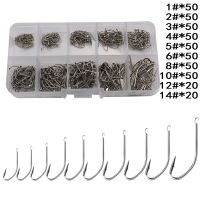 450pcsbox 1-14# Sharpened Ultrapoint Fishing Carp Fish Treble Circle Cat fish Hooks Set Mixed Sizes Fishhook Fishing Tackle