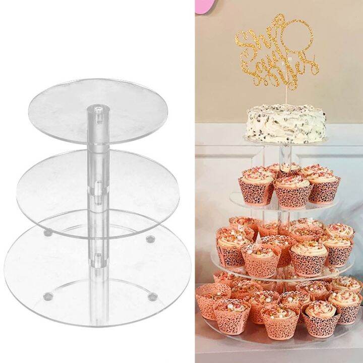 【CW】 ↂ 3 Tier Holder Transparent Round Cupcake Stand Assemble