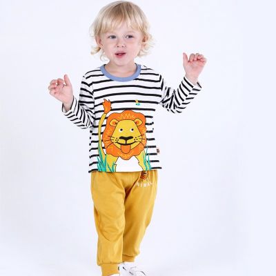 0-5Y Spring Autumn Boys Clothing Cute Baby Shirts Kids Long Cotton Sleeve T shirt+Pants 2Pcsset