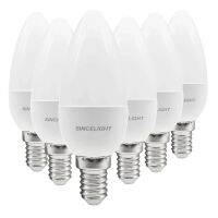 แพ็ค6ชิ้นหลอดโคมไฟไฟ LED E14 (B35/ฝ้า/AC 220V-240V/สีขาวนวล/โคมไฟสปอตไลท์) สำหรับตกแต่งบ้าน