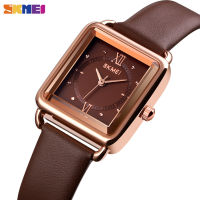 SKMEI 3D Glass Quartz Ladies Watches Fashion rectangl Dial Women Quartz Wristwatches Genuine Leather Girl Watch reloj mujer 1702