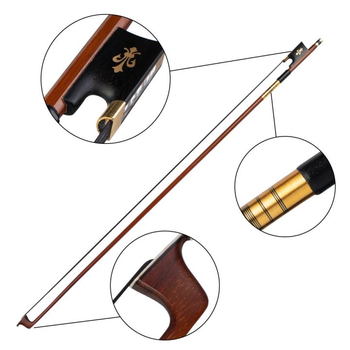 lommi-advanced-violin-bow-4-4-size-ipe-violin-bow-round-stick-black-horsehair-ebony-frog-fleur-de-lis-inlay-brass-accessories