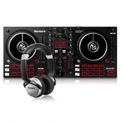 Numark Mixtrack Pro FX + HF125-ตัวควบคุมดีเจ2สำรับสำหรับ Serato DJ พร้อมดีเจมิกเซอร์อินเตอร์เฟซเครื่องเสียงในตัวและหูฟังดีเจแบบมืออาชีพ