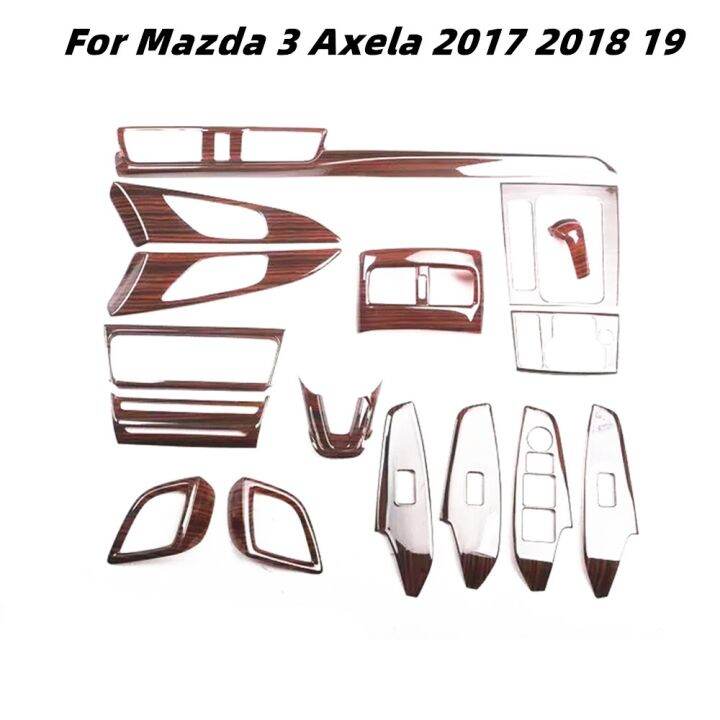 for-mazda-3-axela-2017-2018-19-accessories-gear-cup-frame-patch-center-console-outlet-gear-head-windows-control-panel-wood-grain