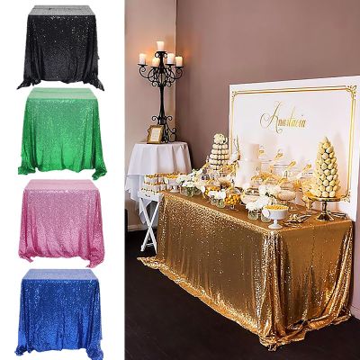 ﹉◈ Rectangular Table Cover Table Cloth Glitter Sequin Table Cloth Rose Gold Tablecloth For Wedding Party Home Decor