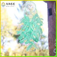 VHGG 2 pcs Green Home Decoration Dream Catcher Double Ring Feather Feather Wind Chime Pendant Beautiful Home Wall Decoration Room
