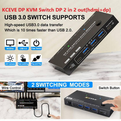 CUGUU จอภาพคู่สวิตช์ KVM 4K 60HZ HDR 3 In 1ตัวแยก HDMI จอแสดงผลคู่พร้อมกันสำหรับแล็ปท็อป PS5สวิตช์